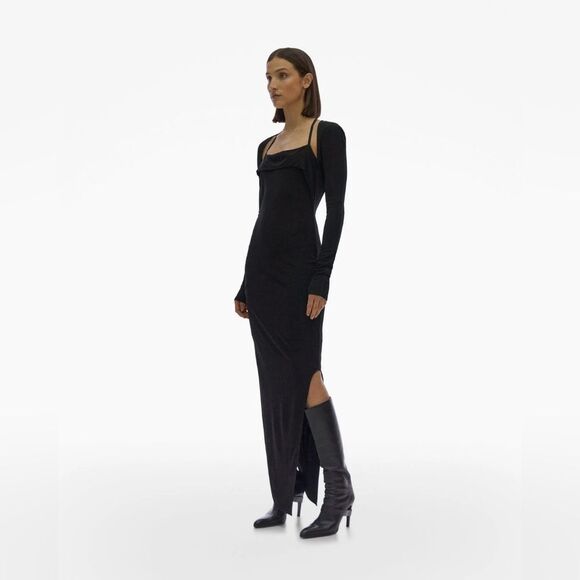NWT Helmut Lang Midi Cut Out Black Dress - Picture 10 of 14